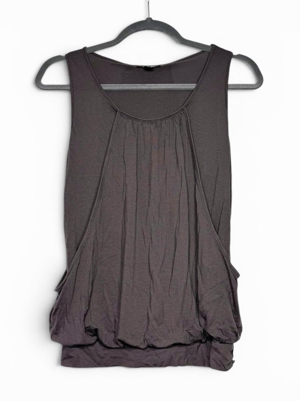 Vintage Tara Jarmon Brown Layered Cut Out Bubble Hem Top
